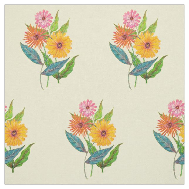 Blume der Wildblume Zinnia Stoff (Muster)