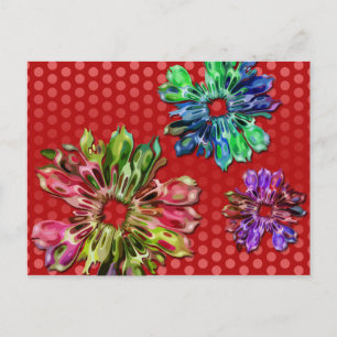 Blume des abstrakten Fraktals 2D   rote Punkte Postkarte