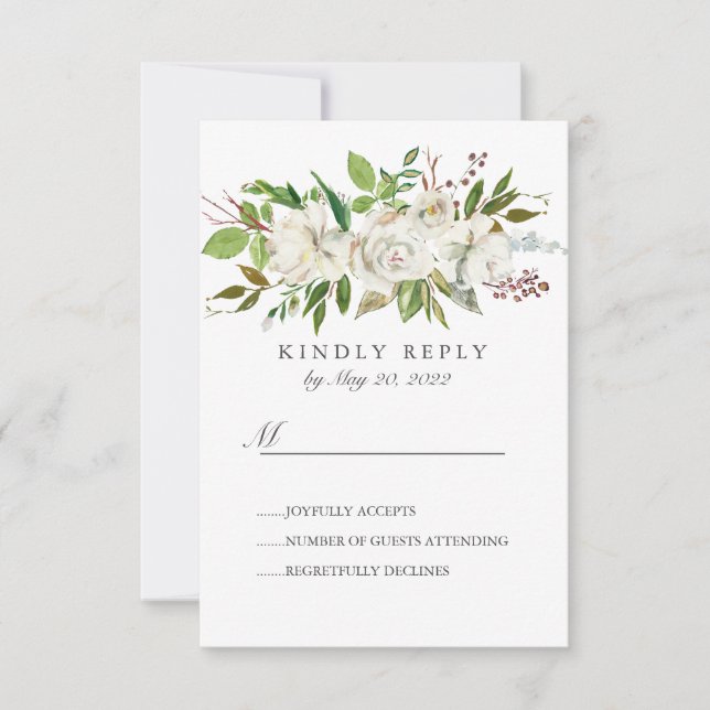 Blume des antiken Gartens mit RSVP Karte (Vorderseite)