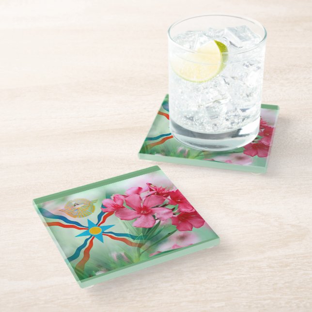 Blume des Assyria Glass Untersetzer (Schrägansicht)