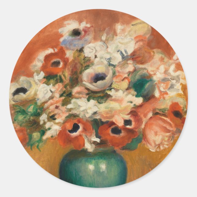 Blume des Augusts Renoir, Kunst Runder Aufkleber (Vorderseite)