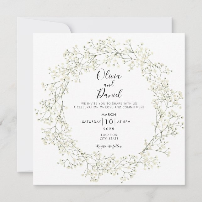 Blume des Babyatemens zum Hochzeitsempfang Einladung (Vorderseite)