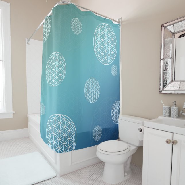 Blume des blauen Türkis Duschvorhang (Beispiel)