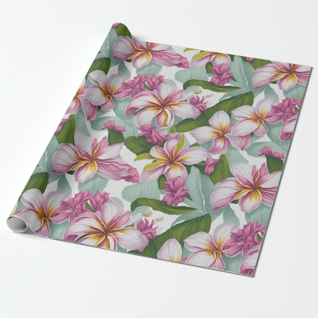 Blume des Blumenmusters Plumeria Geschenkpapier (Ungerollt)
