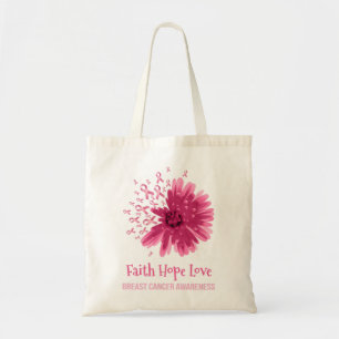 Blume des Brustkrebses Glaube Liebe Brustkrebs Tragetasche