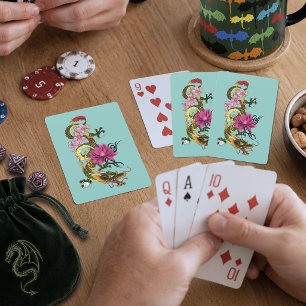 Blume des chinesischen Drachen Lotus blühen Spielkarten