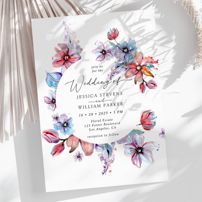 Blume des farbenfrohen Wasserfarbkreises Hochzeit Einladung (Von Creator hochgeladen)