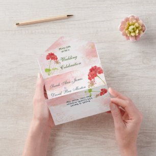 Blume des Geranium Gardens Wasserfarbe All In One Einladung