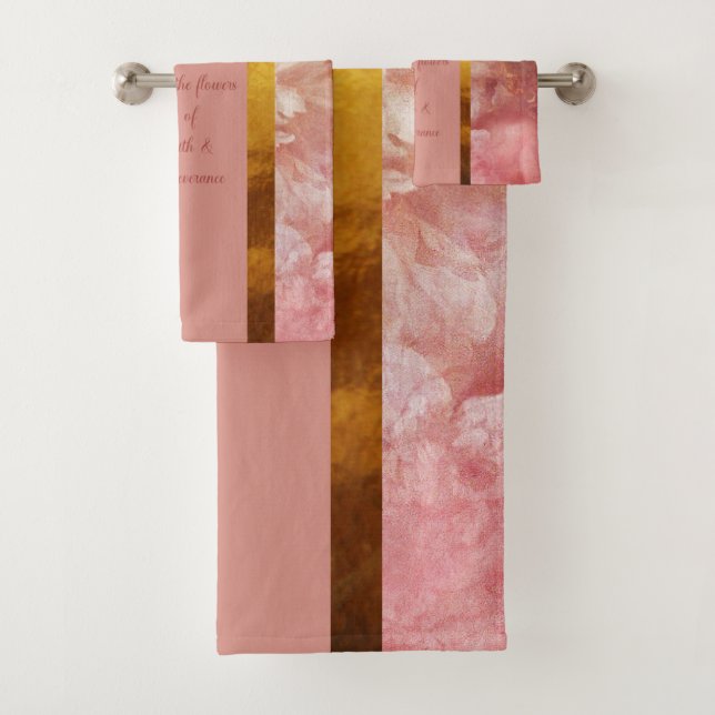 Blume des Glaubens (Pfirsich/Gold) Badetuch-Set Badhandtuch Set (Insitu)