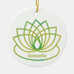 Blume des grünen und gelben Lotus Keramik Ornament