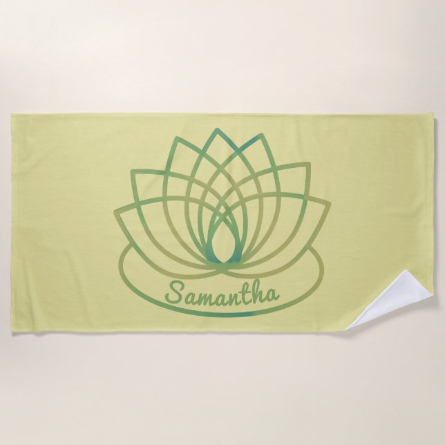 Blume des grünen und gelben Lotus Strandtuch (Vorderseite)