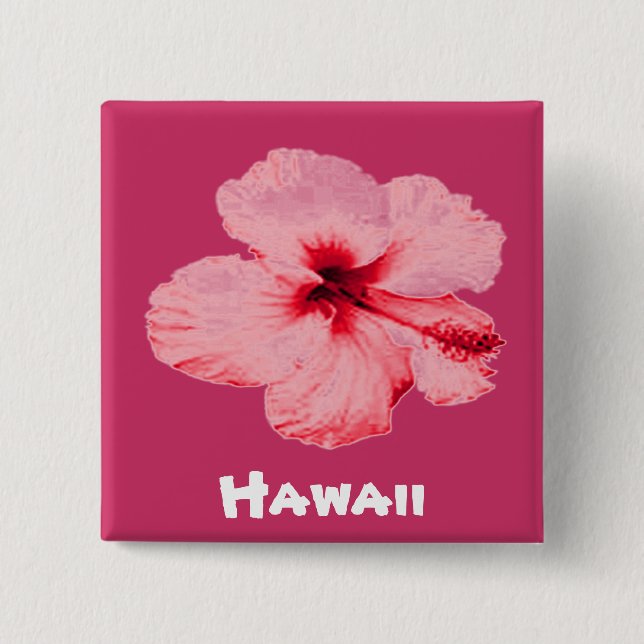 Blume des hawaiianischen Hibiskus Button (Vorderseite)