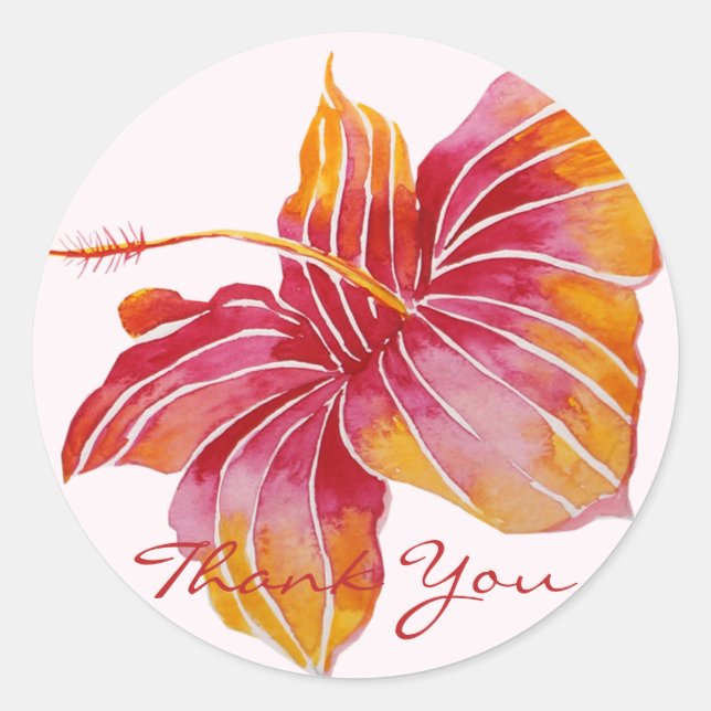 Blume des hawaiianischen Hibiskus | Danke, Sticker (Vorderseite)