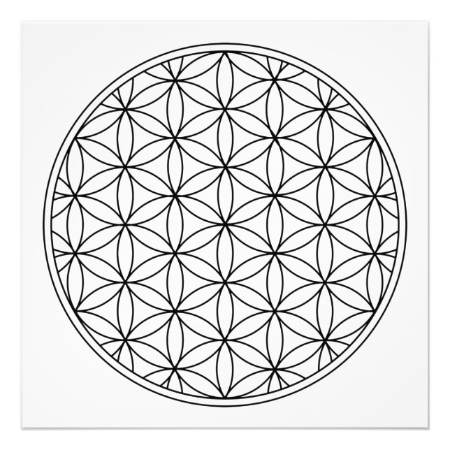 Blume des heiligen Geometriesymbols im alten Zen Fotodruck (Vorne)