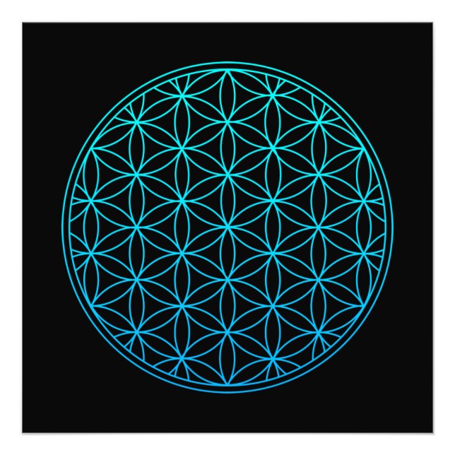 Blume des heiligen Geometriesymbols im alten Zen Fotodruck (Vorne)