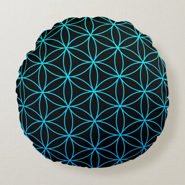 Blume des heiligen Geometriesymbols im alten Zen  Rundes Kissen (Vorderseite)