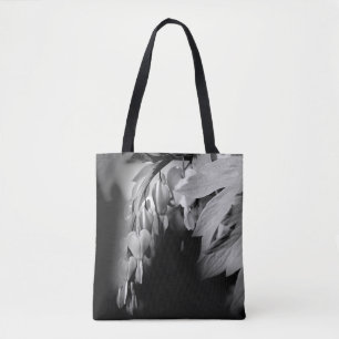 Blume des Herzens in Schwarz und Weiß Tasche