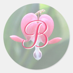 Blume des Herzens Monogramm-B-Aufkleber Runder Aufkleber