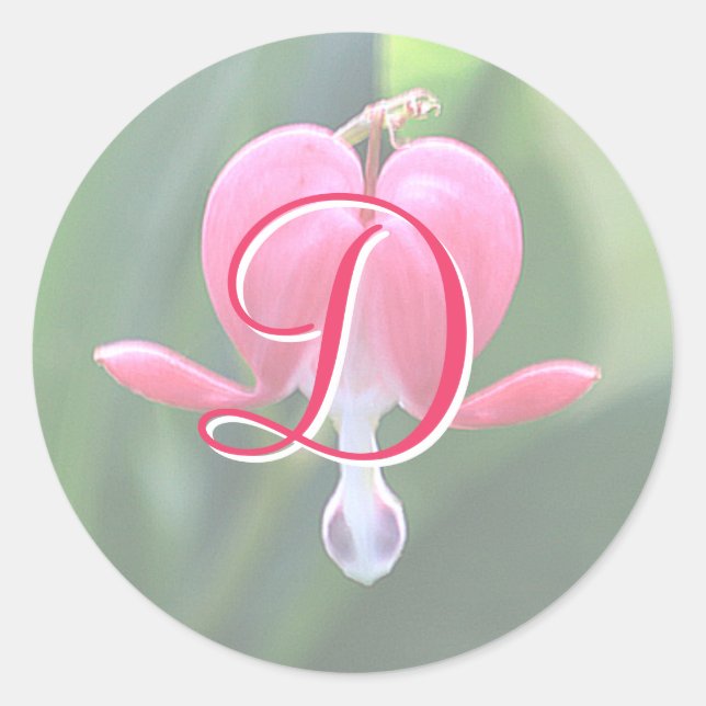 Blume des Herzens Monogramm D Aufkleber (Vorderseite)