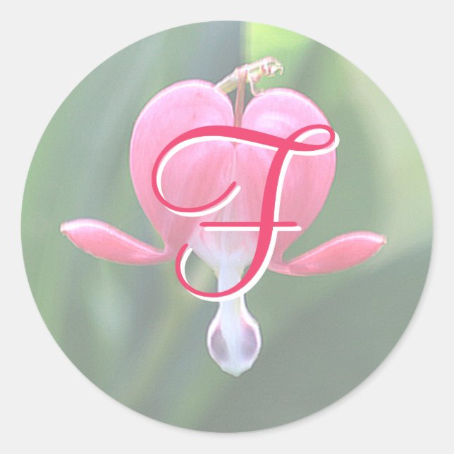 Blume des Herzens Monogramm F Aufkleber (Vorderseite)