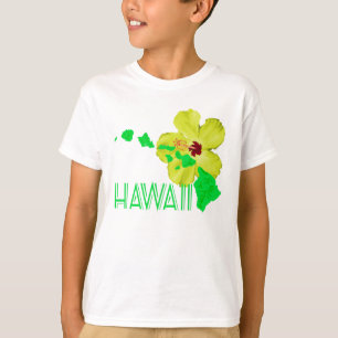 Blume des Hibiskus auf der grünen Hawaiianischen I T-Shirt