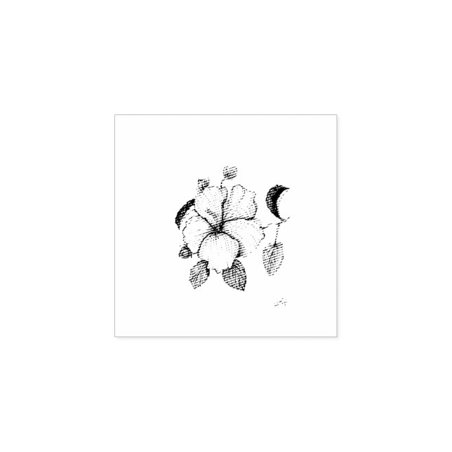 Blume des Hibiskus, handgezeichnete Tinte Botanisc Gummistempel (Prägung)