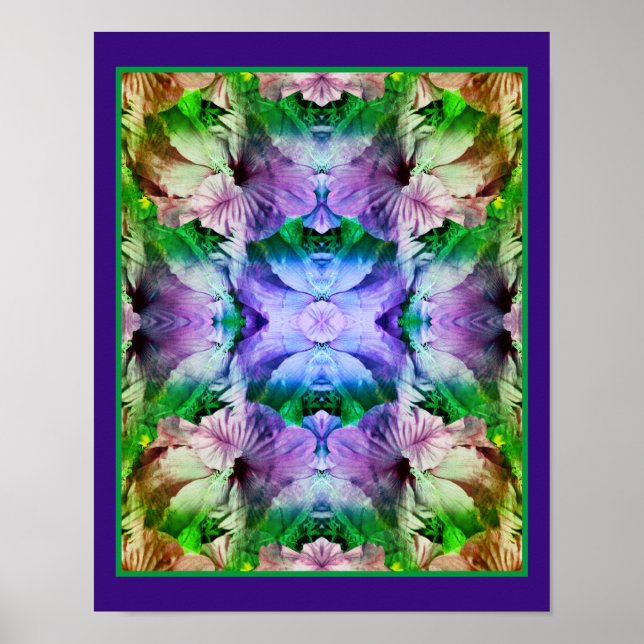 Blume des Hibiskus multipliziert mit dem Abstrakte Poster (Vorne)
