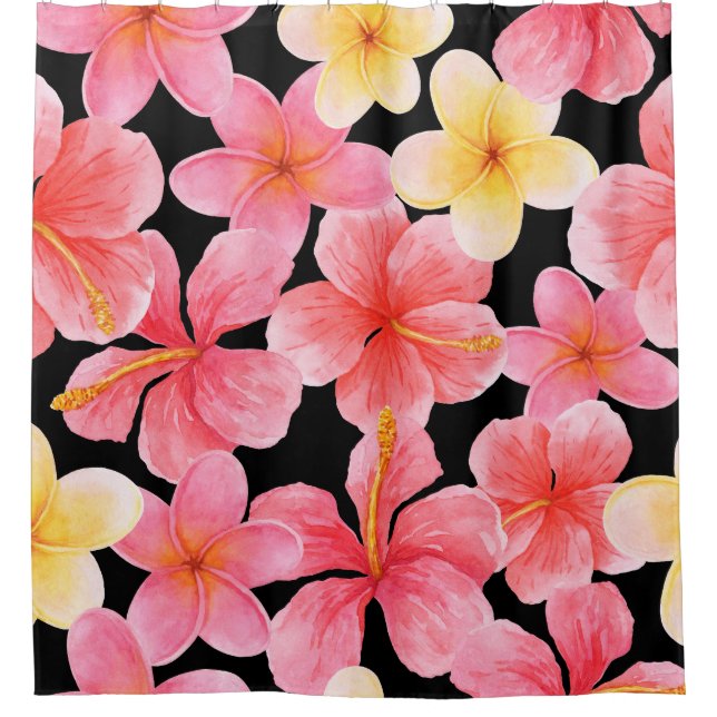Blume des Hibiskus Plumeria Duschvorhang (Vorderseite)