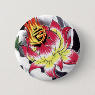 Blume des japanischen Tattoo Style Flaming Lotus Button