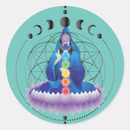Blume des Leben chakra goddess v2 Aufklebers Runder Aufkleber