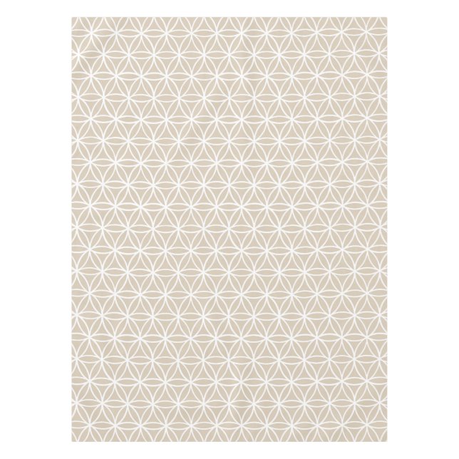 Blume des Leben-Musters: Beige Tischdecke (Vorderseite)