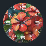 Blume des lebendigen Roten Hibiskus-76894 Große Wanduhr<br><div class="desc">Blume des lebendigen Roten Hibiskus-76894</div>