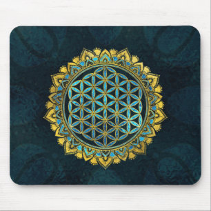 Blume des Lebengoldes ein blaues Mousepad