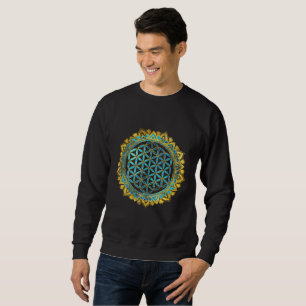Blume des Lebengoldes ein blaues Sweatshirt