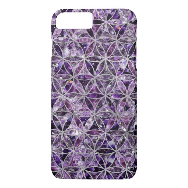 Blume des Lebenmusters - Amethyst und Silber Case-Mate iPhone Hülle (Rückseite)