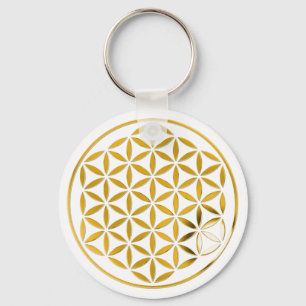 Blume des Lebens 1 - Gold-Briefmarke Schlüsselanhänger