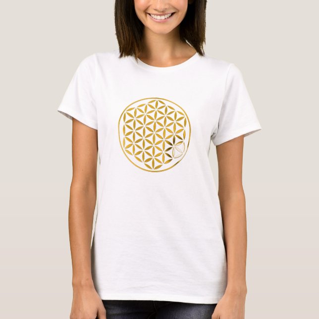 Blume des Lebens 1 - Gold-Briefmarke T-Shirt (Vorderseite)