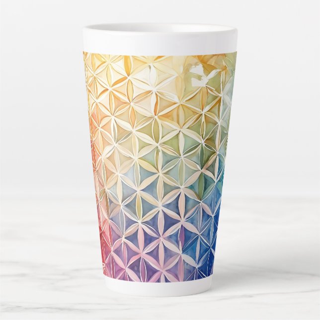 Blume des Lebens - Aquarellmalerei Milchtasse (Vorderseite)