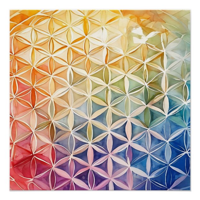 Blume des Lebens - Aquarellmalerei Poster (Vorderseite)