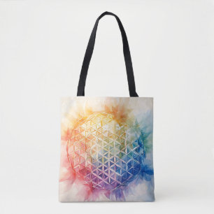 Blume des Lebens - Aquarellmalerei Tasche