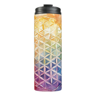 Blume des Lebens - Aquarellmalerei Thermosbecher