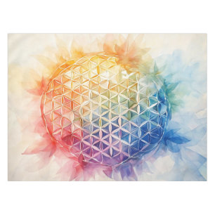 Blume des Lebens - Aquarellmalerei Tischdecke