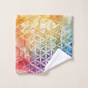 Blume des Lebens - Aquarellmalerei Waschlappen