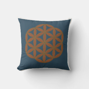 Blume des Lebens Blaues Kopfkissen mit Sacred Geom Kissen
