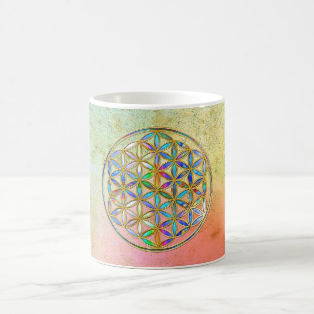 Blume des Lebens / Blume des Lebens - goldfarbig Kaffeetasse (Mittel)