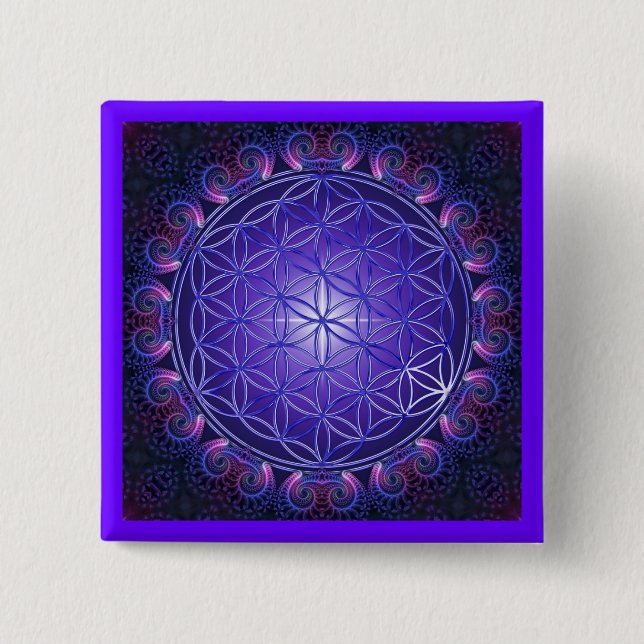 BLUME DES LEBENS / Blume des Lebens Mandala I Plat Button (Vorderseite)