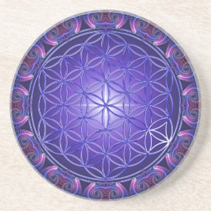 BLUME DES LEBENS / Blume des Lebens Mandala I Plat Sandstein Untersetzer
