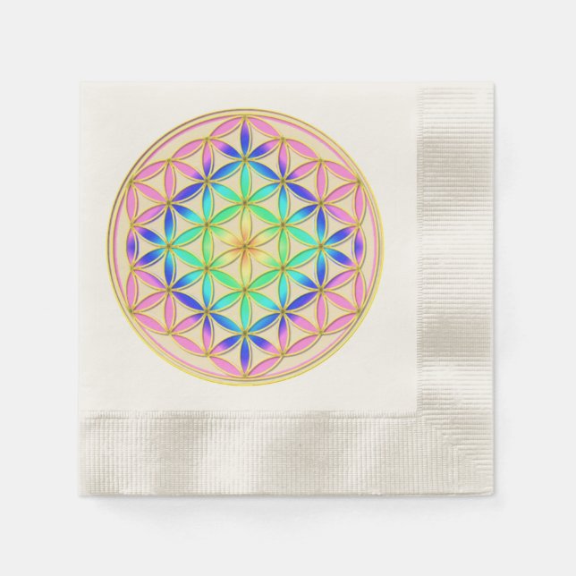 Blume des Lebens Blume des Lebens Romantische Farb Serviette (Vorderseite)