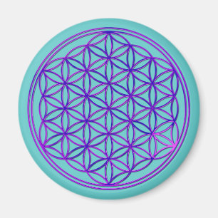 Blume des Lebens / Blume des Lebens Rosa blau Magnet