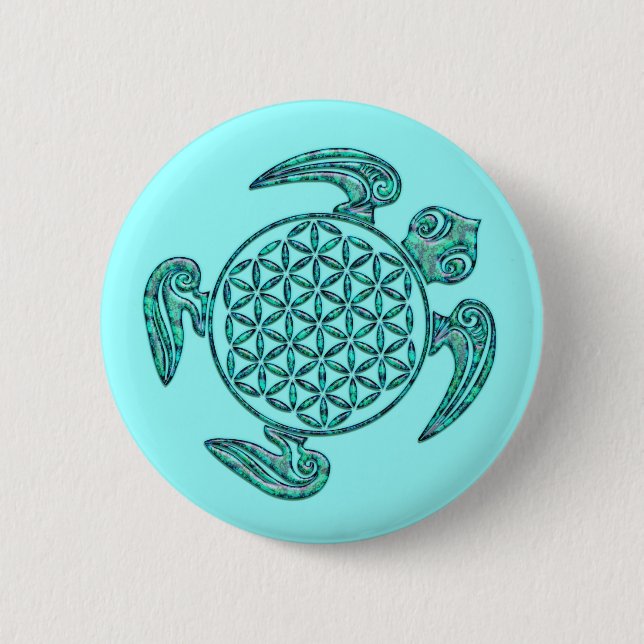 Blume des Lebens / Blume des Lebens Schildkröte Button (Vorderseite)